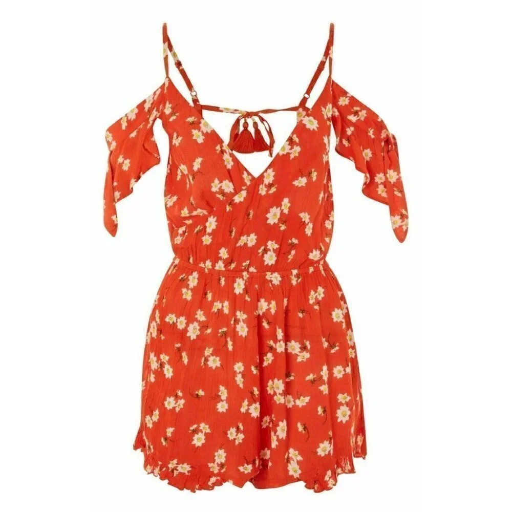 TOPSHOP Womens Daisy Floral Print Romper Size 8-10 - Picture 3 of 9